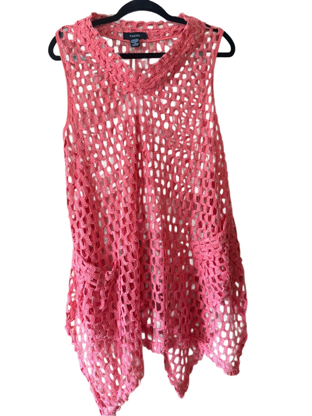 Kaktus Coral Pink Crochet Sleeveless Tunic